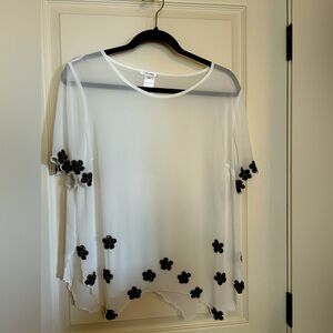 Chiffon blouse with flower beading